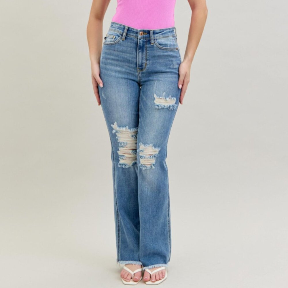 Judy Blue High Rise Destroy Fray Hem Bootcut